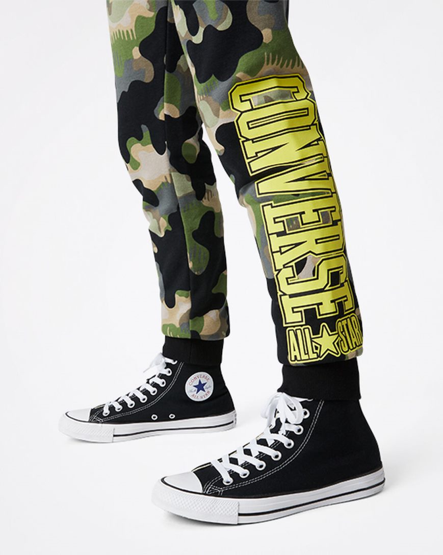 Pantaloni Jogger Baieti Converse Camo Masline Verzi | RO OIKDW576